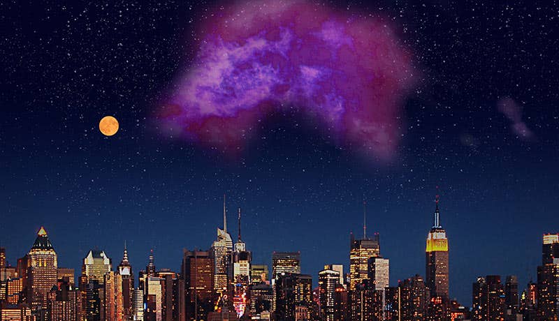 Artist's conception of what the Eos molecular cloud would look like in the sky if it were visible to the naked eye.