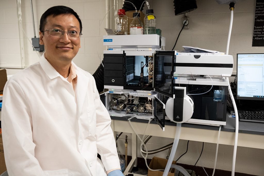 Feng "Frank" Xiao in his lab.