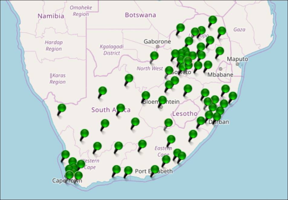 TrigNet Base stations in South Africa. 