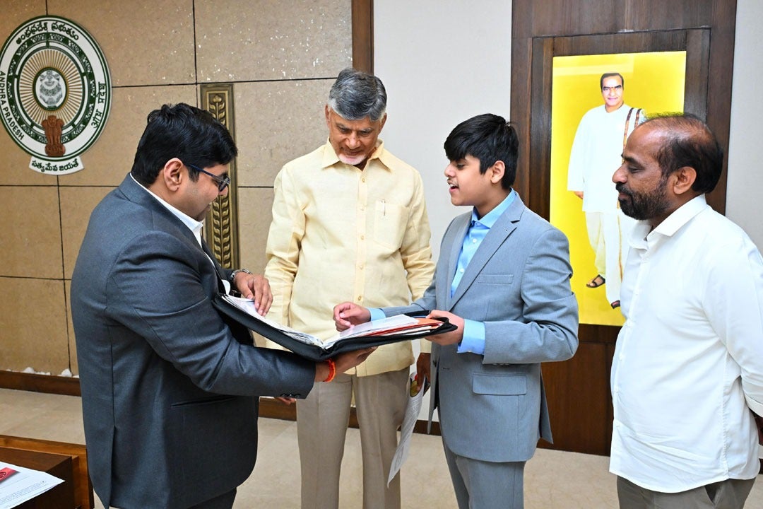Andhra Pradesh Chief Minister N. Chandrababu Naidu meets Siddharth Nandyala. 