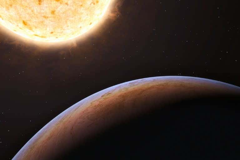 An artist's illustration of an exoplanet and its star.