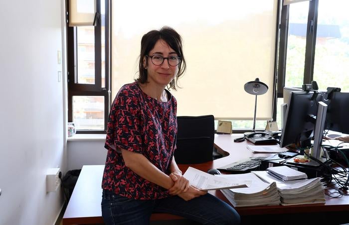Joana Acha in her office at the UPV/EHU 

