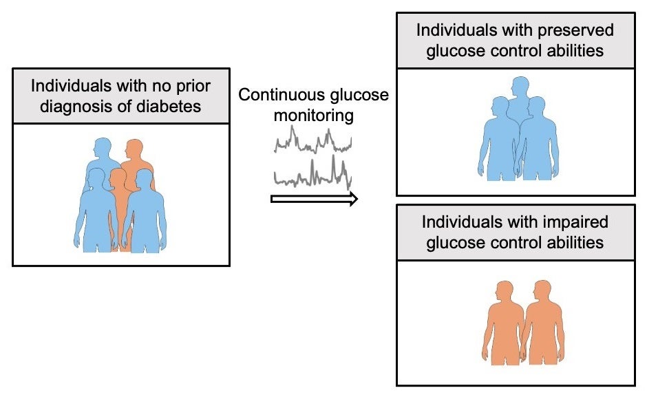 A novel approach utilizing continuous glucose monitoring (CGM) detects early signs of impaired glucose regulation in individuals without a prior diabetes diagnosis.