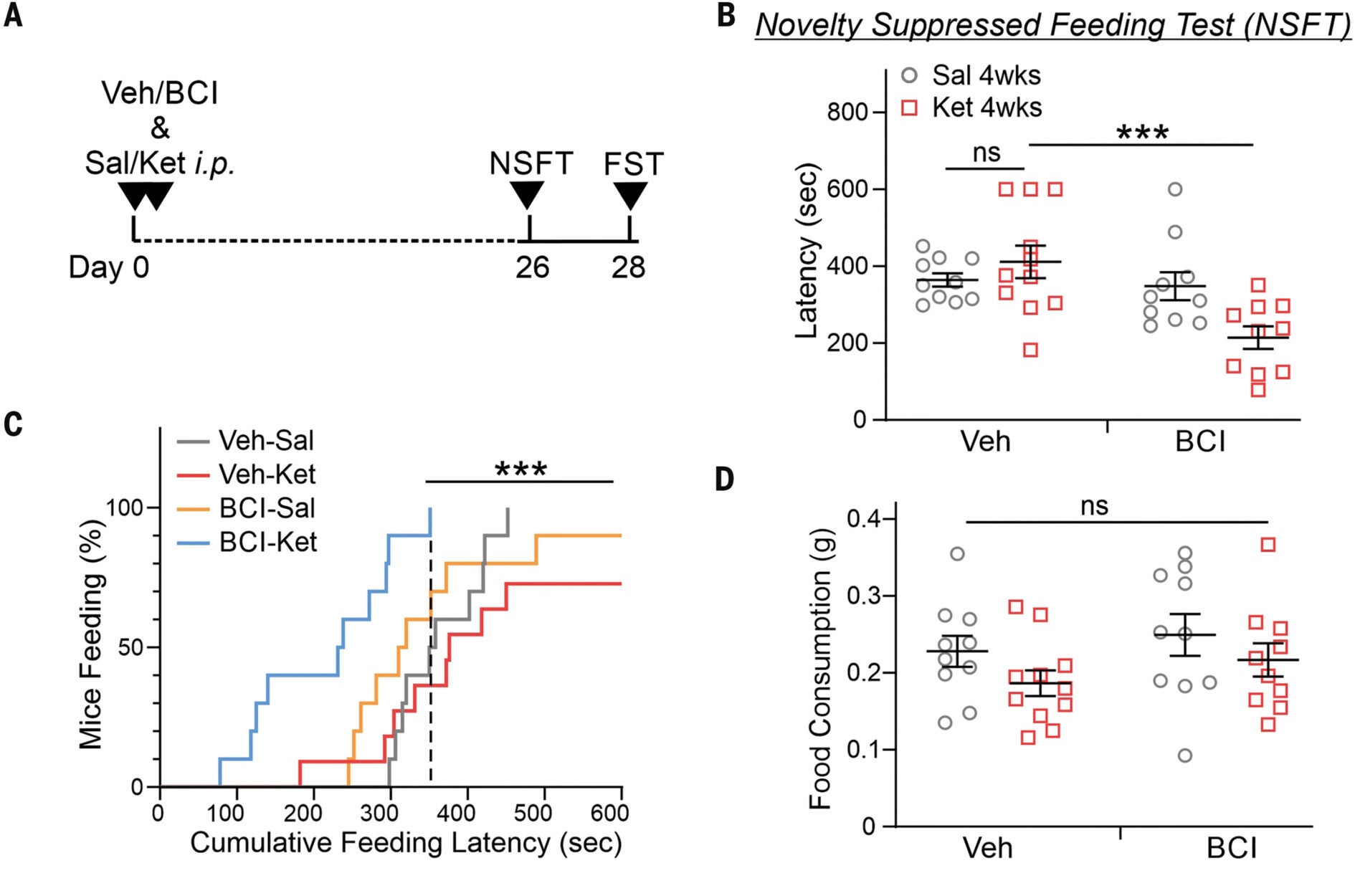 BCI prolongs the antidepressant effects of Ket for up to 8 weeks.