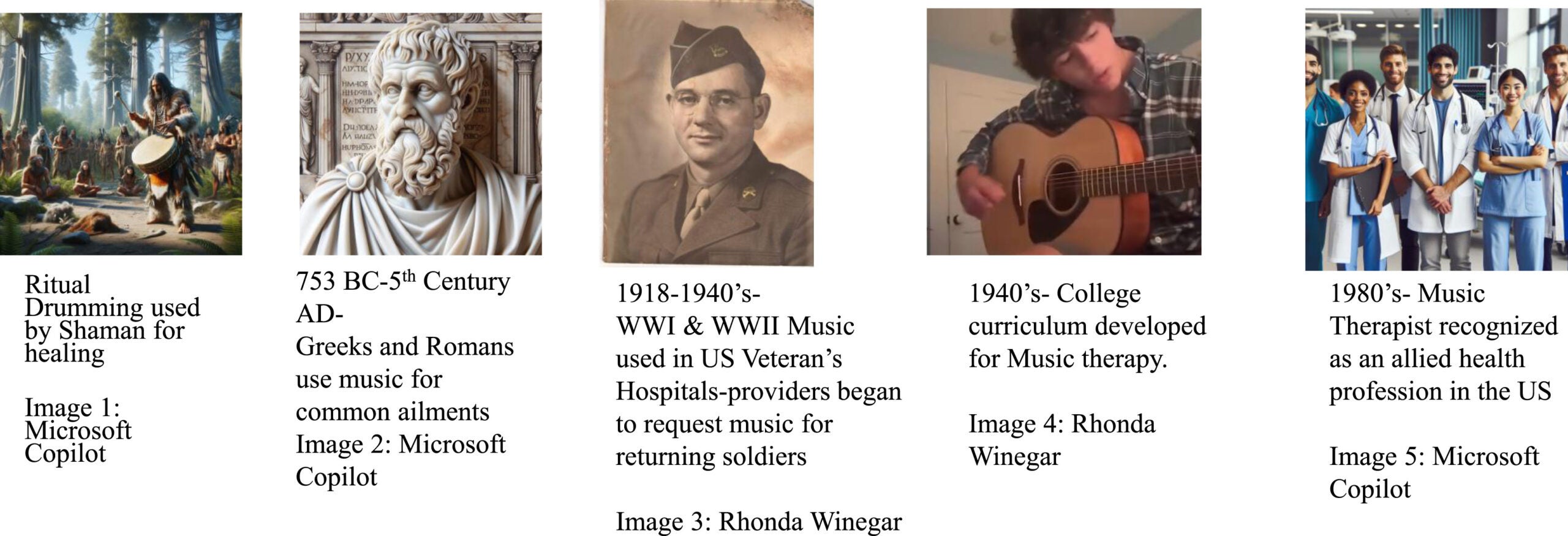 The history of music therapy.