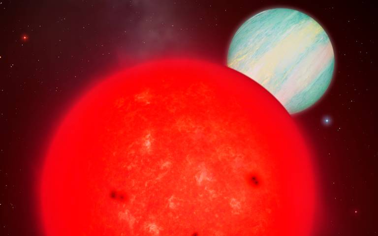 Artists Impression of the newly discovered giant planet - TOI-6894 b orbiting around a 0.2 solar mass host star. 