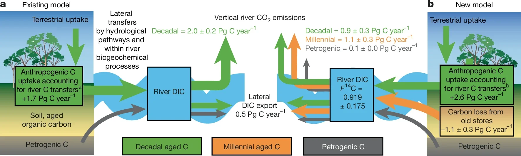 The importance of river CO2 emission age for the global carbon cycle.