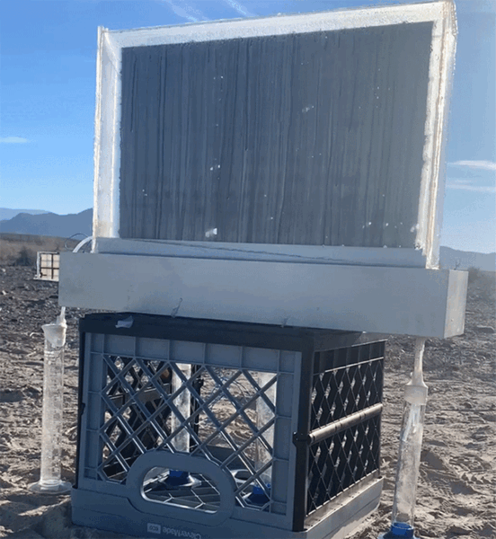 MIT engineers have tested a window-sized, passive water harvester in Death Valley, California, using a black hydrogel material inspired by origami. The device draws moisture from the air and channels it into tubes, where the water condenses and can be collected as clean drinking water.
