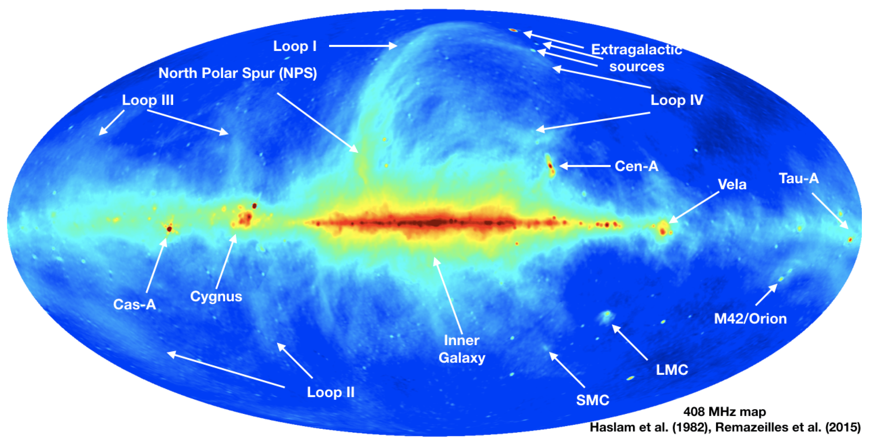 The location of Loop I in a 408 MHz map of the Milky Way