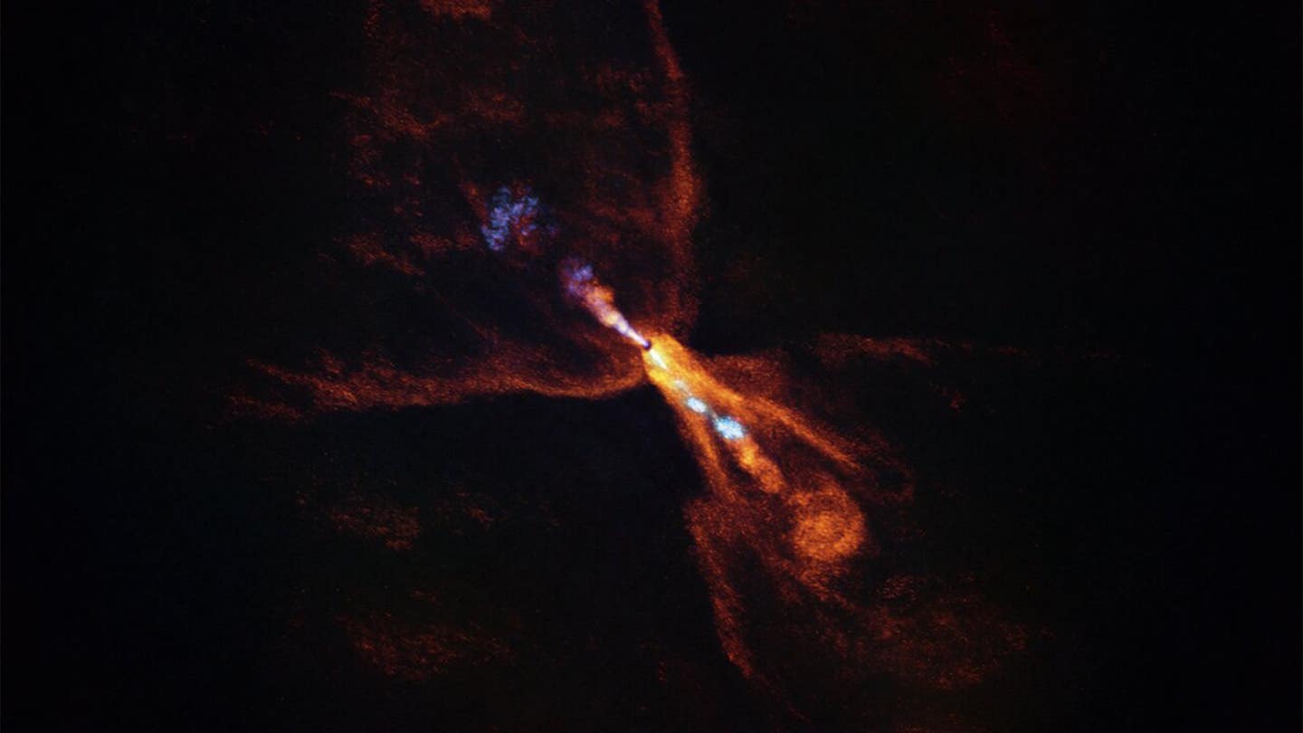 Scientists have observed the earliest signs of planet formation. ALMA image of HOPS-315, a baby star that is still forming.