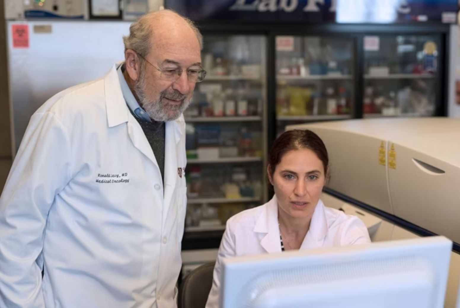Idit Sagiv-Barfi (RIGHT) and Ronald Levy (LEFT) pioneered a potential cancer therapy by injecting two immune-boosting agents directly into solid tumors.