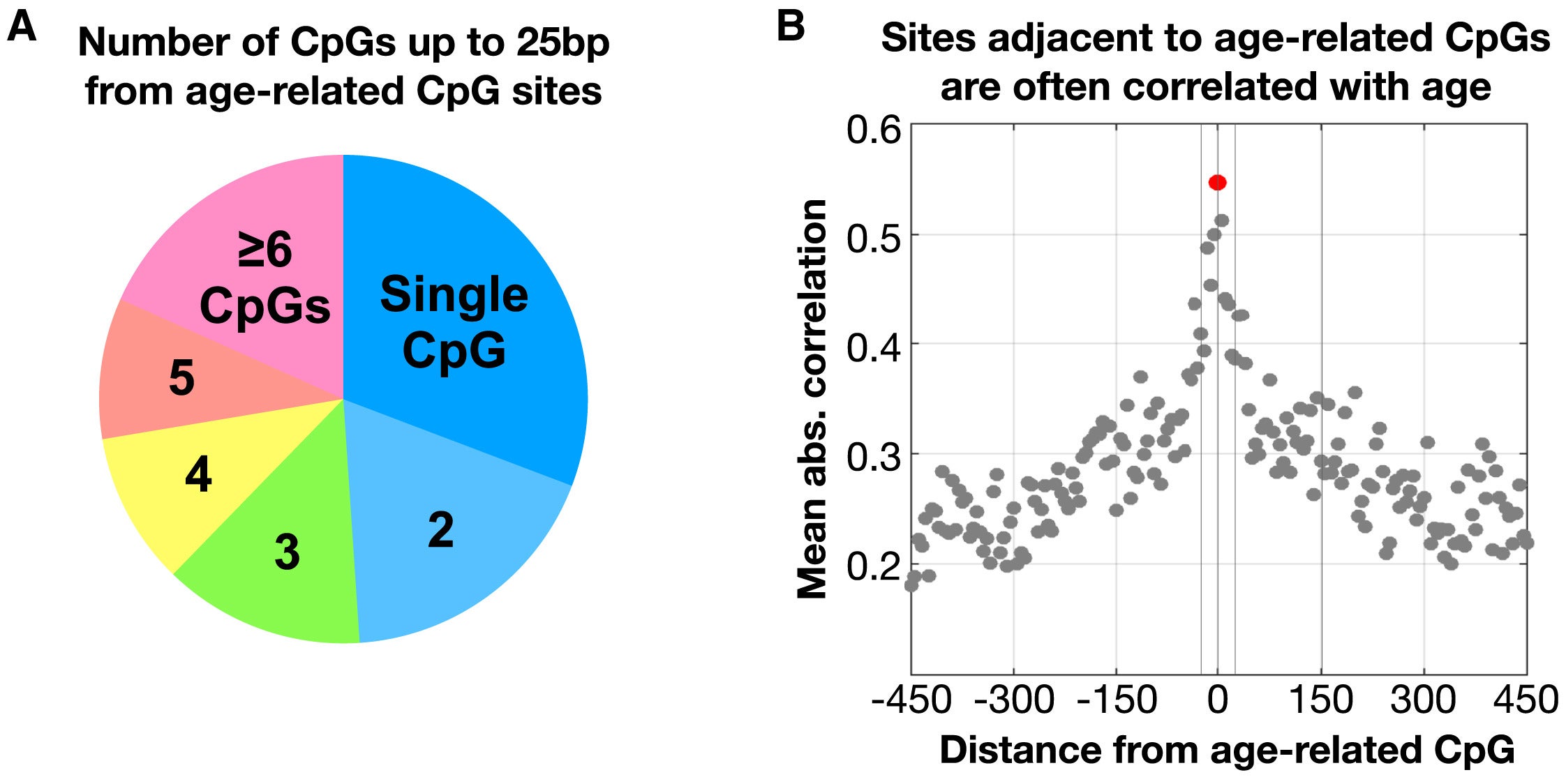 450K/EPIC age-associated DNA methylation sites are often surrounded by additional CpGs correlated with age.