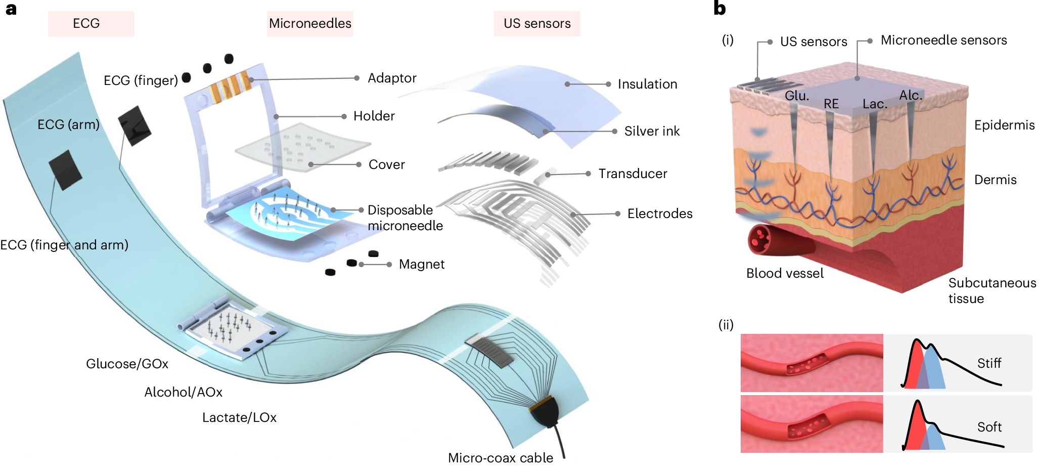 Overview of the multimodal BLUE platform for simultaneously tracking chemical biomarkers and physical signals.