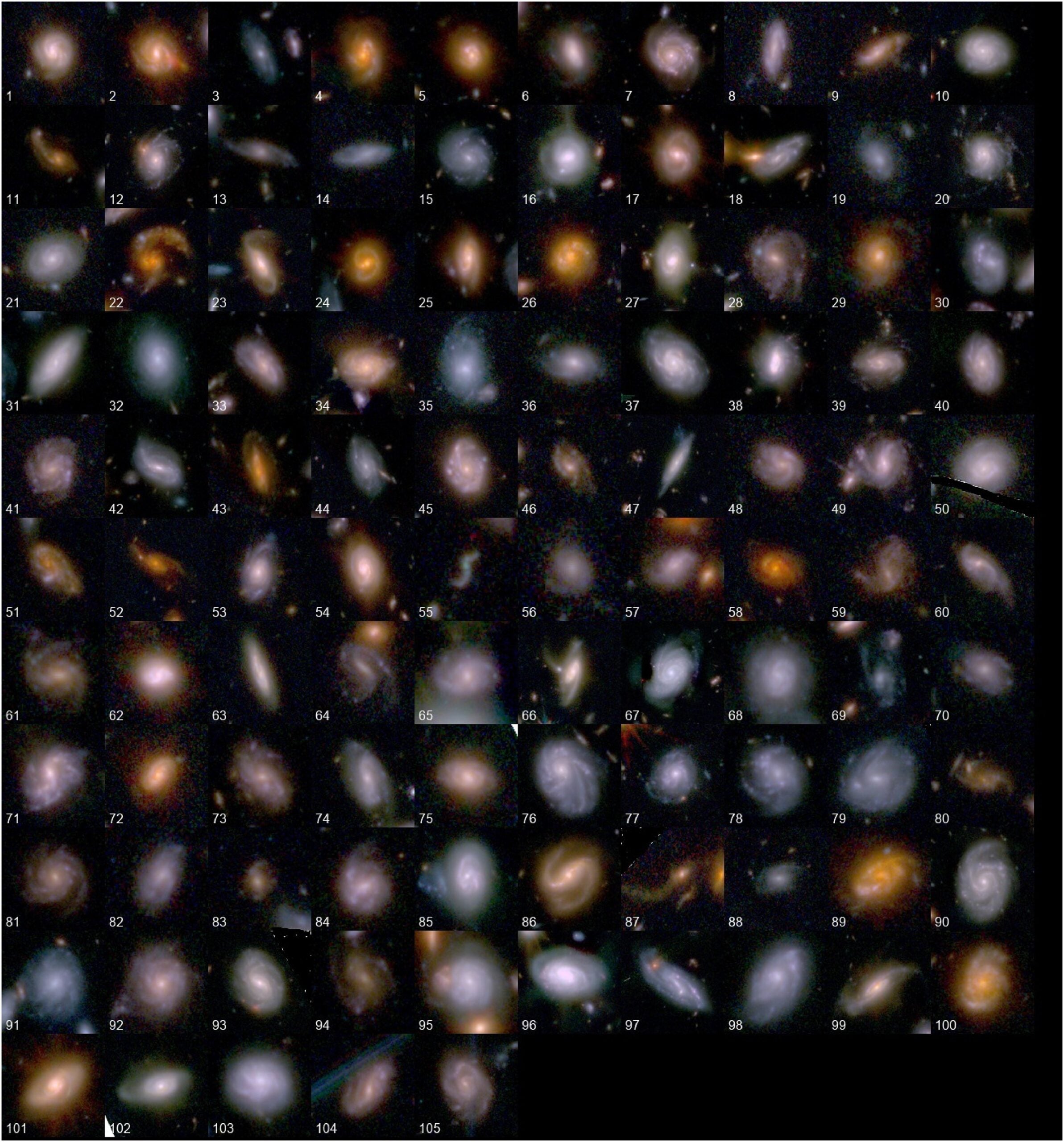 The galaxies in the JADES GOODS-S field that were identified as rotating in the same direction relative to the Milky Way (counterclockwise).