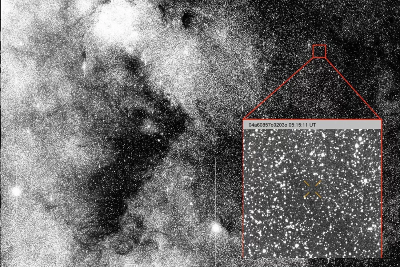 An image capturing the moment comet 3I/ATLAS was first observed on July 1, 2025.