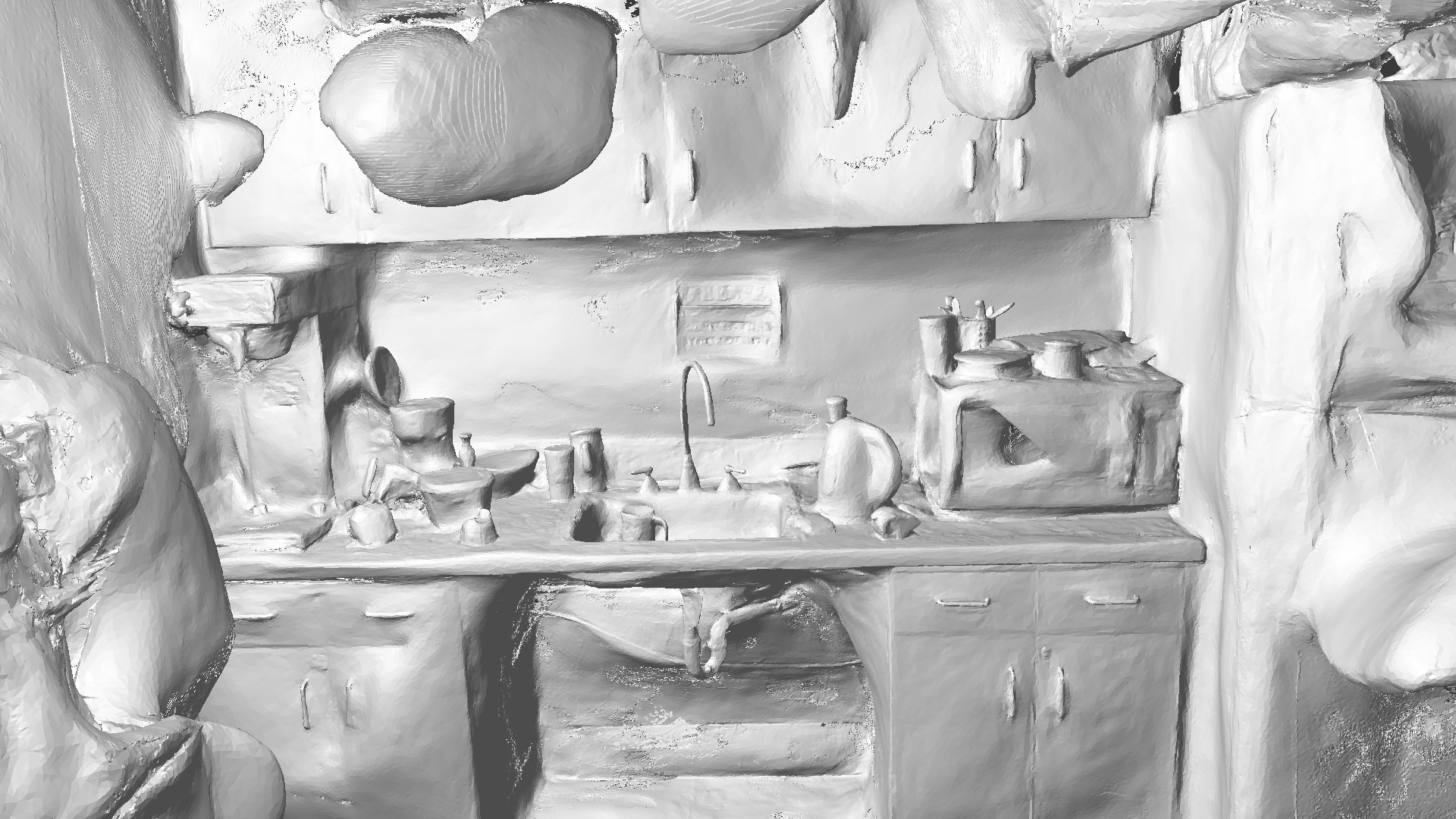 Original rendering of a video of a kitchen.