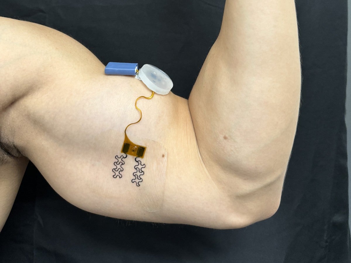 The hydration sensor on an arm.