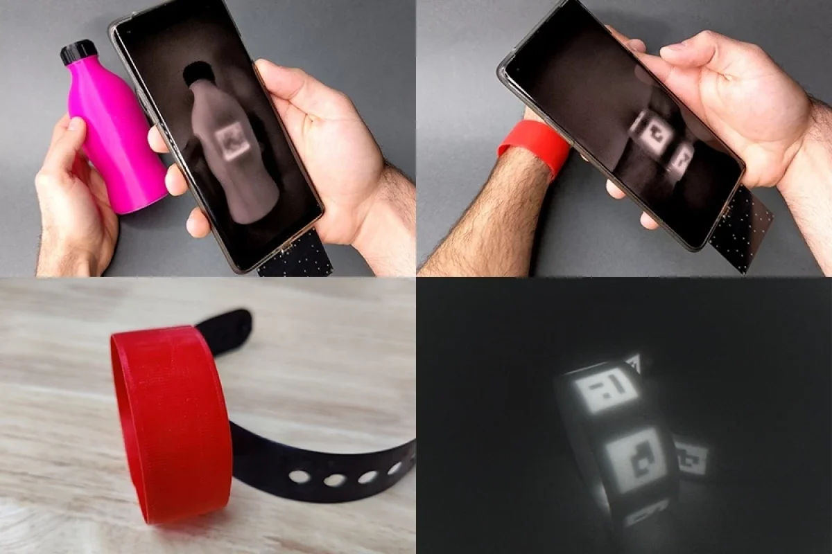 3D-printed objects with embedded fluorescent tags that can be viewed through infrared cameras