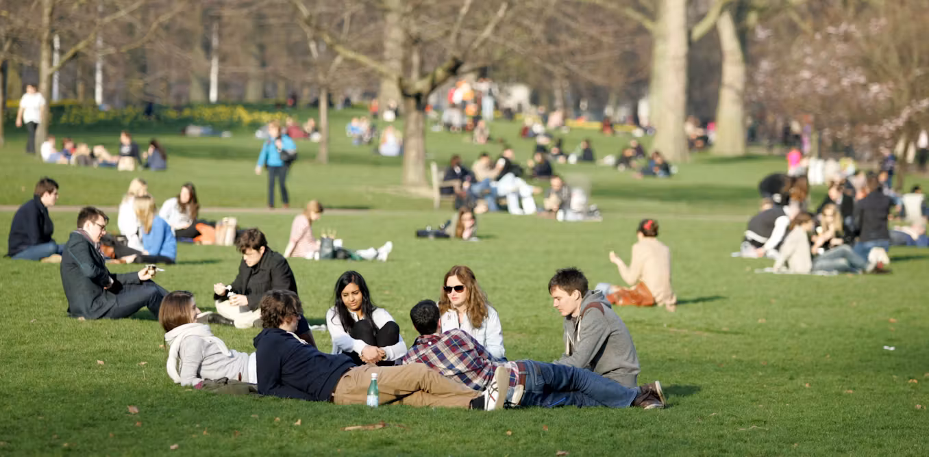 Parks and plazas show subtle shifts in how people connect, revealing long-term changes in pedestrian behavior over time.