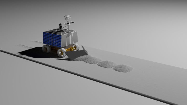 A rover’s operation is simulated in Project Chrono, an open-source physics simulation engine developed at UW–Madison.