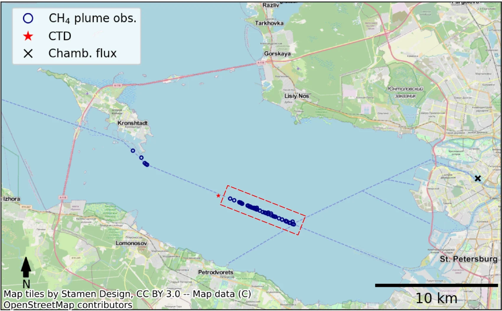Map over the Neva Bay sampling area.