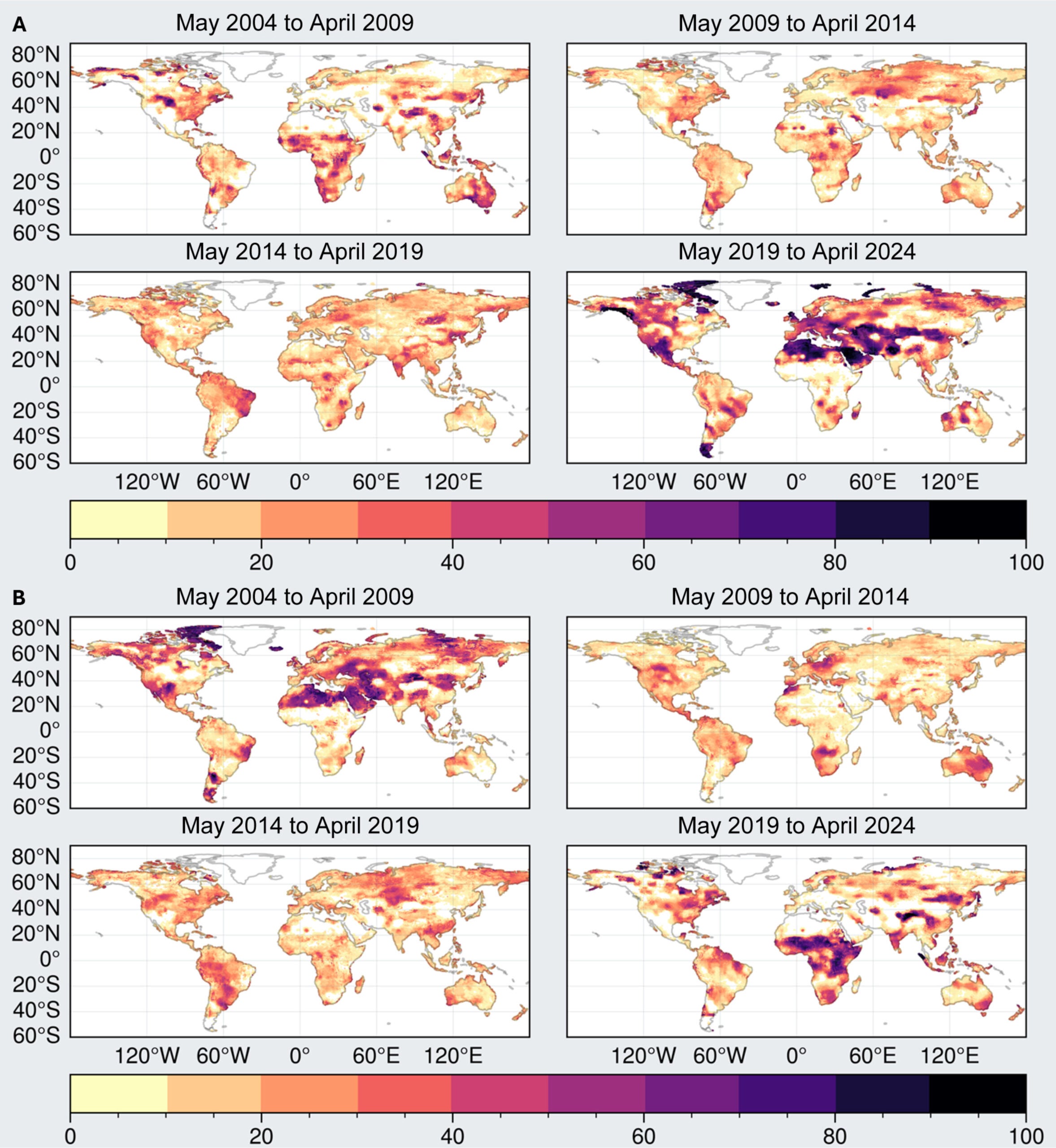 Mapping location and presence of dry and wet extremes.
