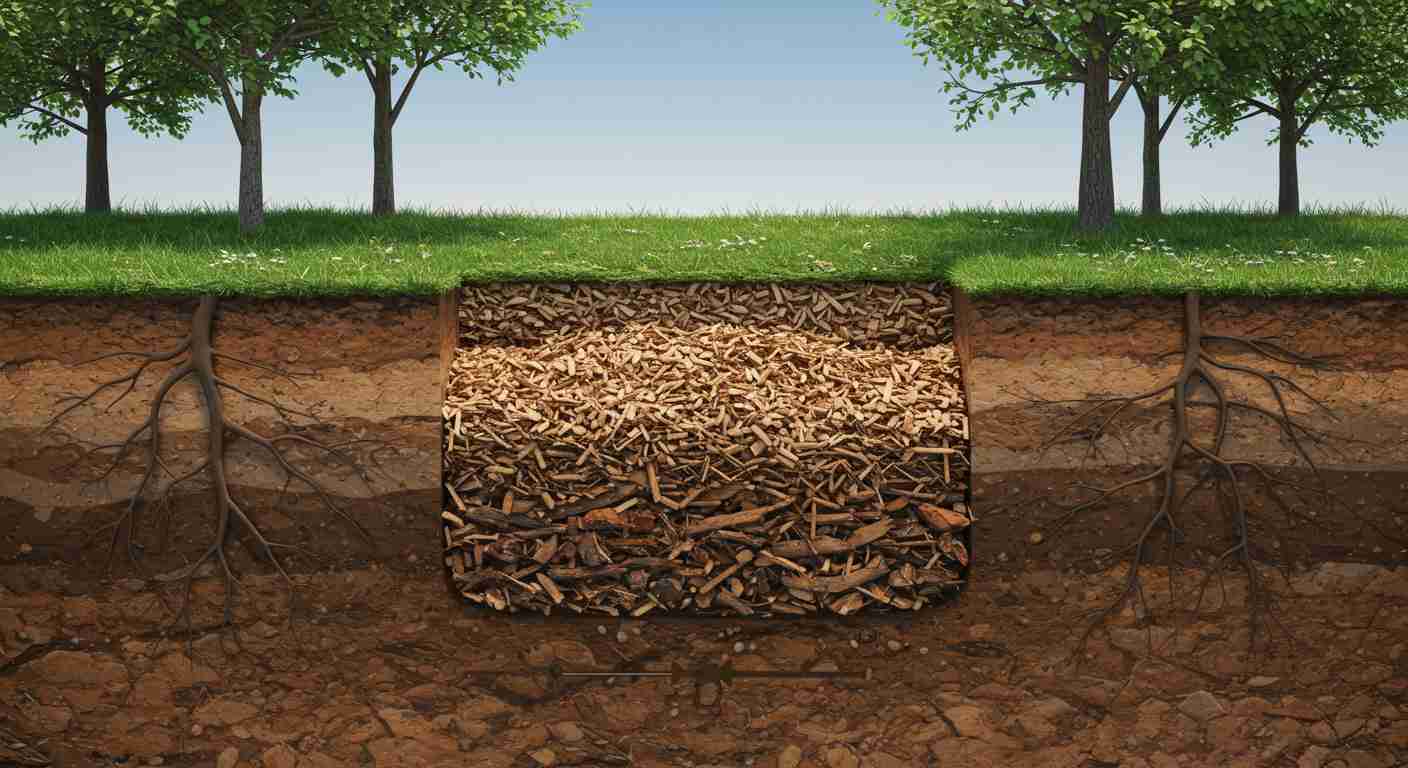 Graphic of buried wood debris.