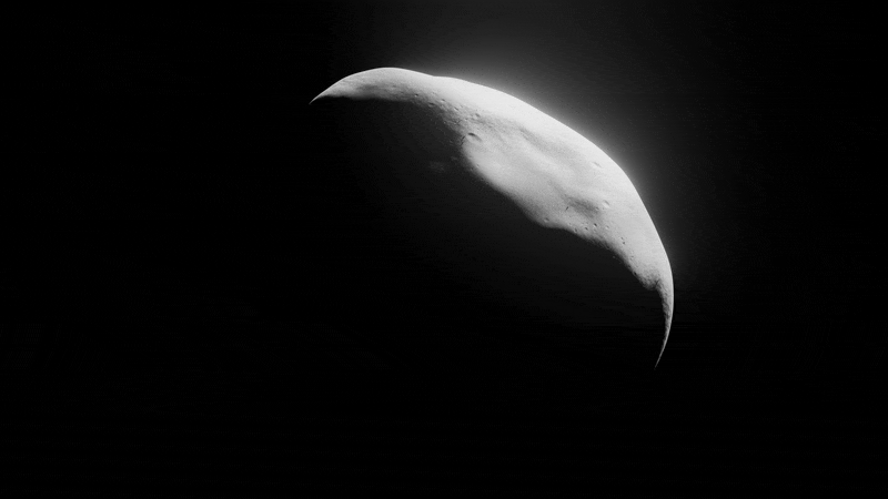 This animation shows how an asteroid would appear during different phases depending on its location relative to the Sun, similar to how the Moon has phases.