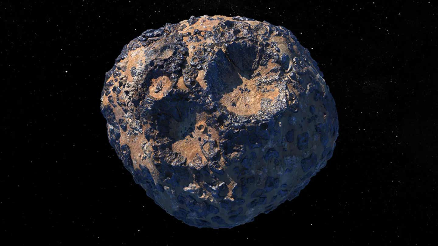 Artist's impression of 16 Psyche a typical M-type asteroid.