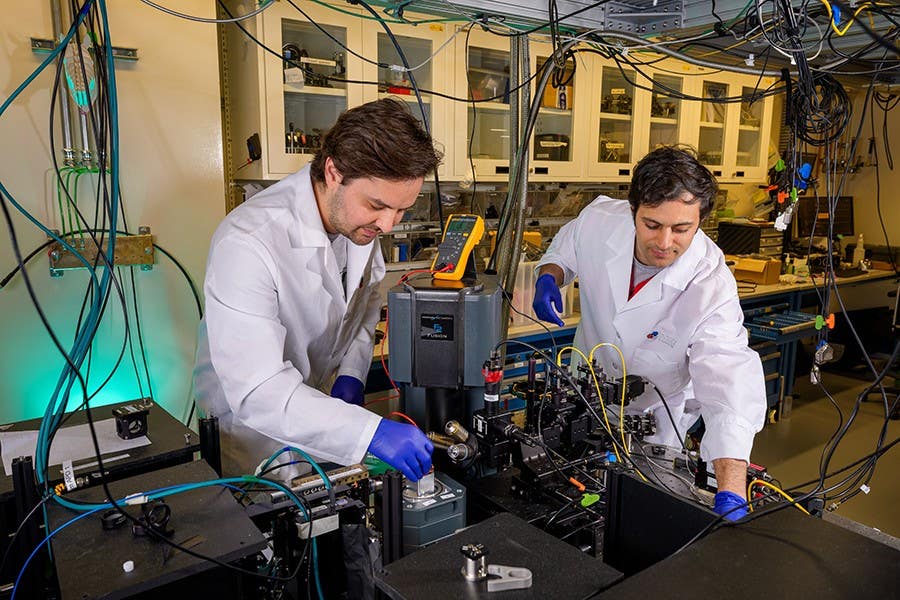 UChicago Pritzker School of Molecular Engineering alum Jacob Feder, PhD’25, and PhD candidate Benjamin Soloway.