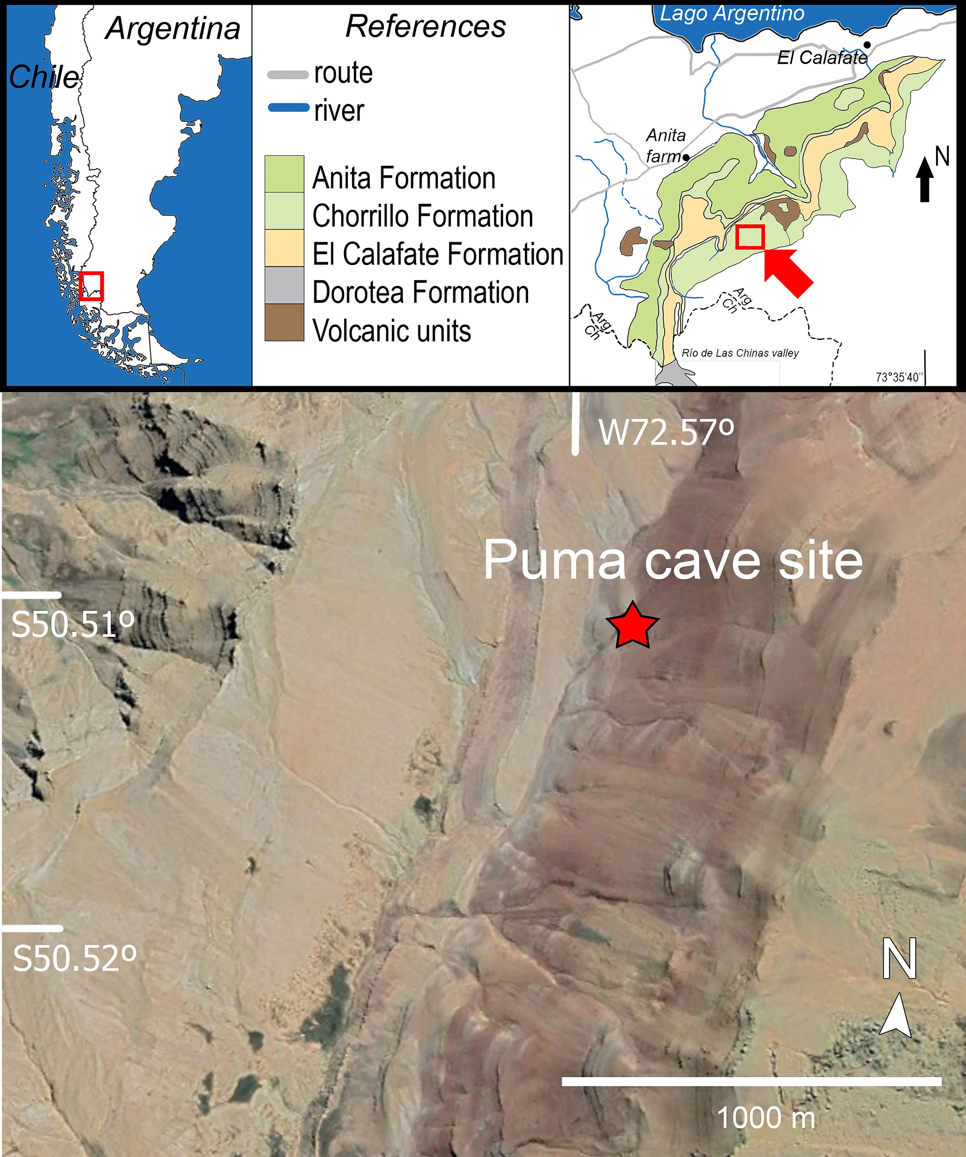 Map of the fossil locality of Kostensuchus gen. nov. The map shows the locality in southern Patagonia (Santa Cruz Province, Argentina).