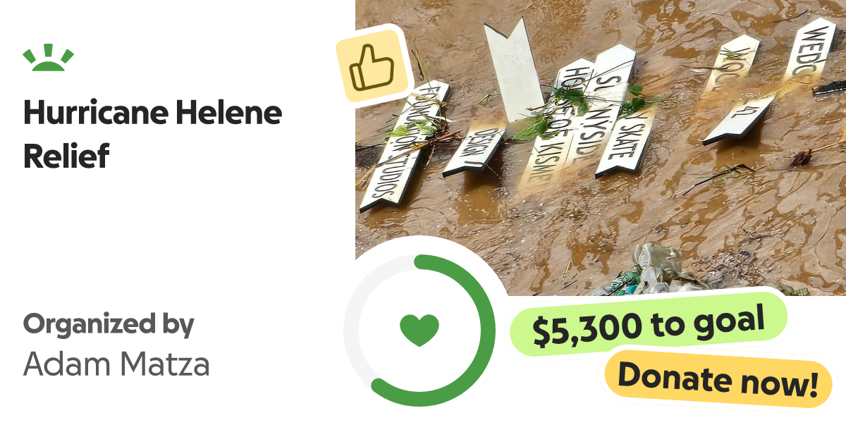 Hurricane Helene relief fundraising on GoFundMe.