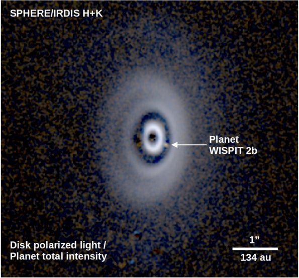 Shown here is a SPHERE/IRDIS multiband image of the WISPIT 2 system.