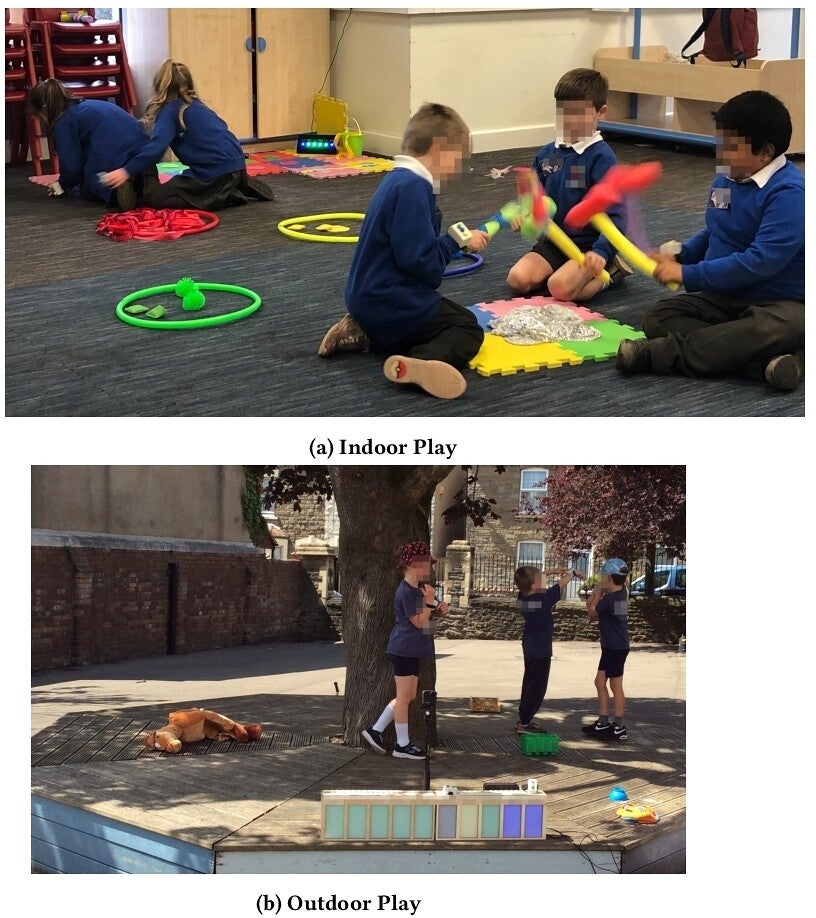 Children during the design and use sessions of ChromaConnect