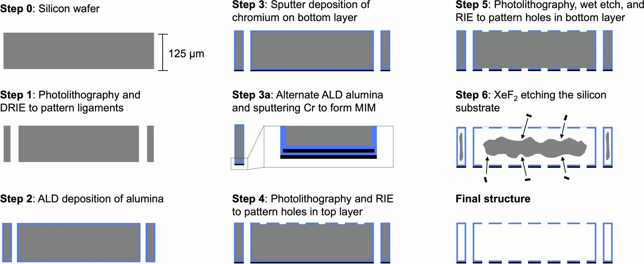 Cross-sectional view of the test sample fabrication process.

