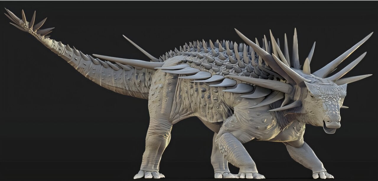A true to life reconstruction of what the Spicomellus looked like some 165 million years ago. 