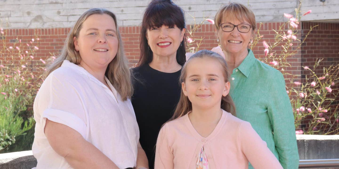 (Left to right): Simone Hewitt, Clinical Educator Kathy Viljoen, Harriet Hewitt and Curtin Stuttering Treatment Clinic Founder Associate Professor Janet Beilby.