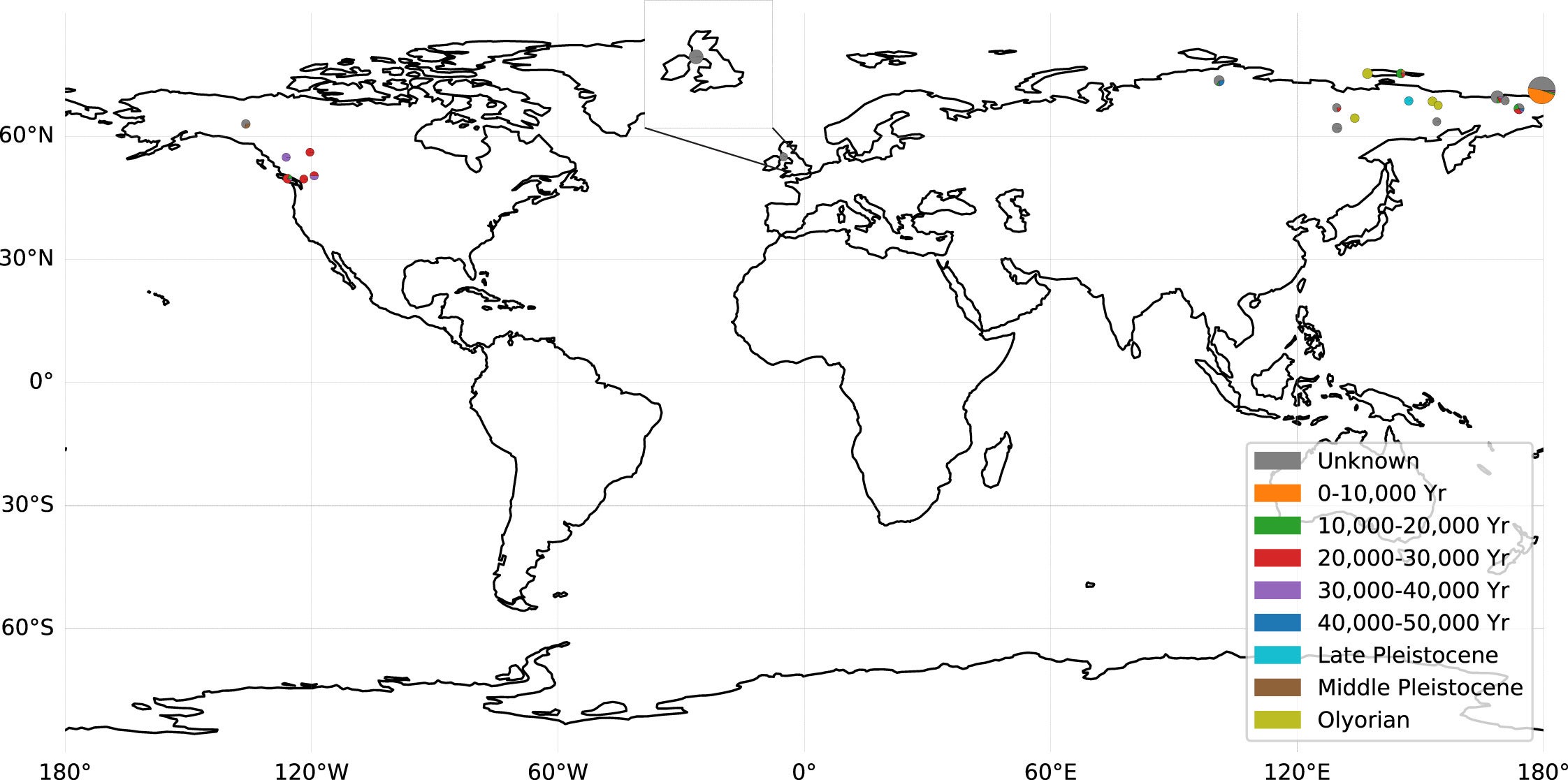 Distribution of mammoth samples worldwide, related to STAR Methods