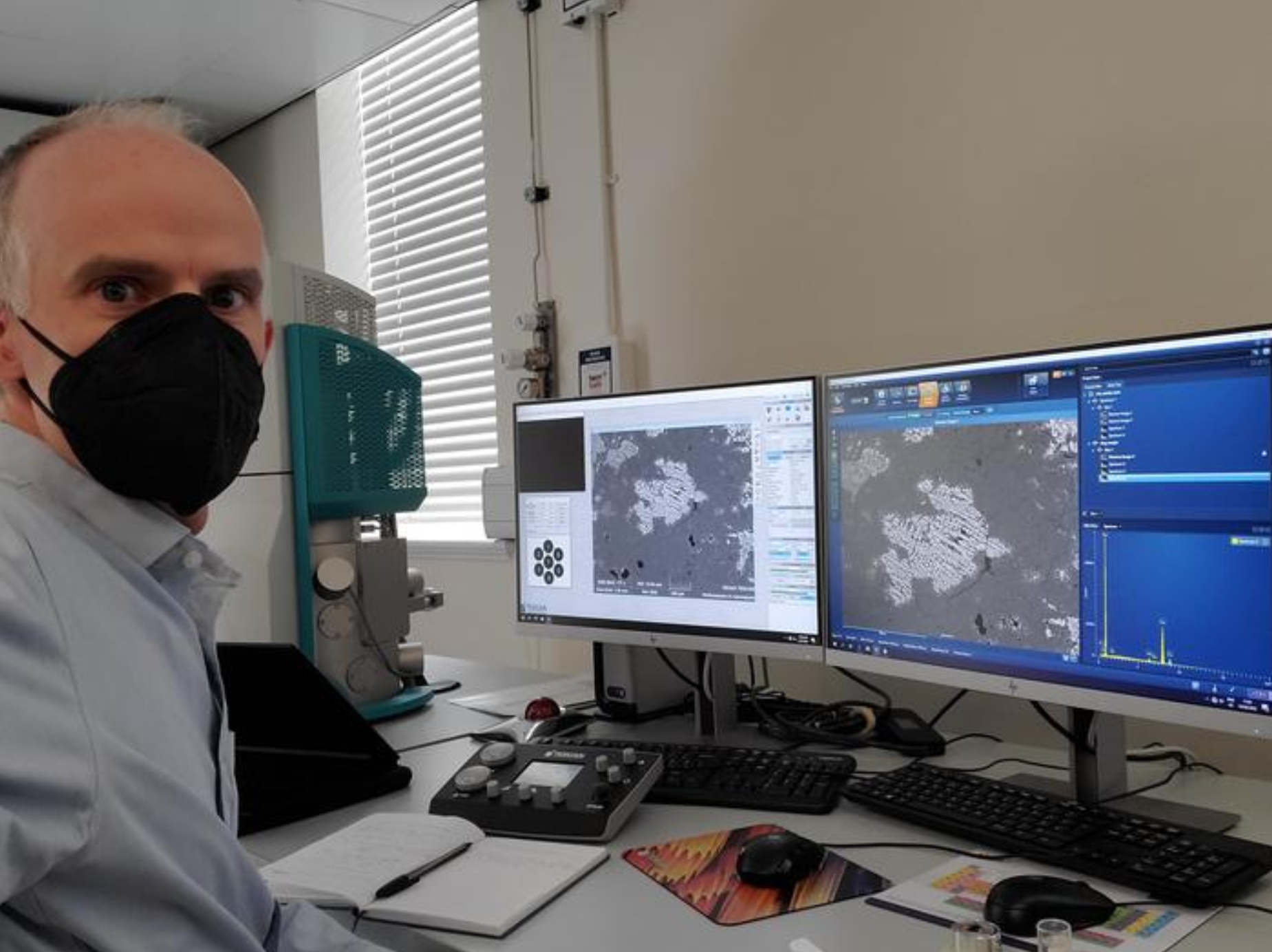 A scanning electron microscope was used to analyse the chemistry, mineralogy, and microstructure of the samples.