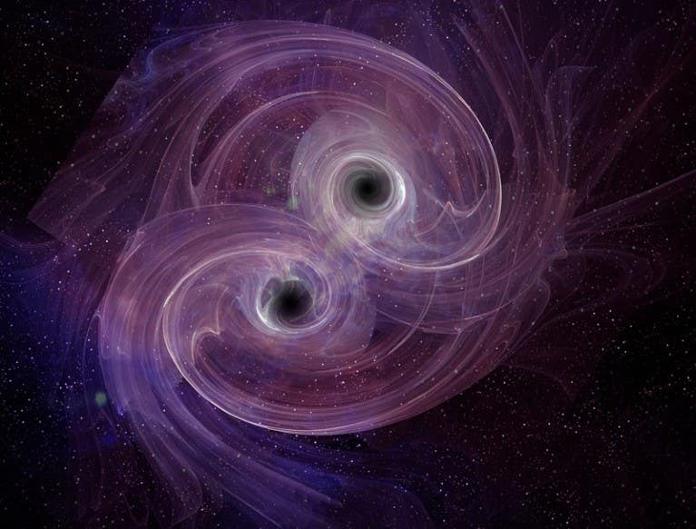 When two black holes collide, the total surface area of the event horizon—the invisible boundary beyond which nothing can escape—never decreases.