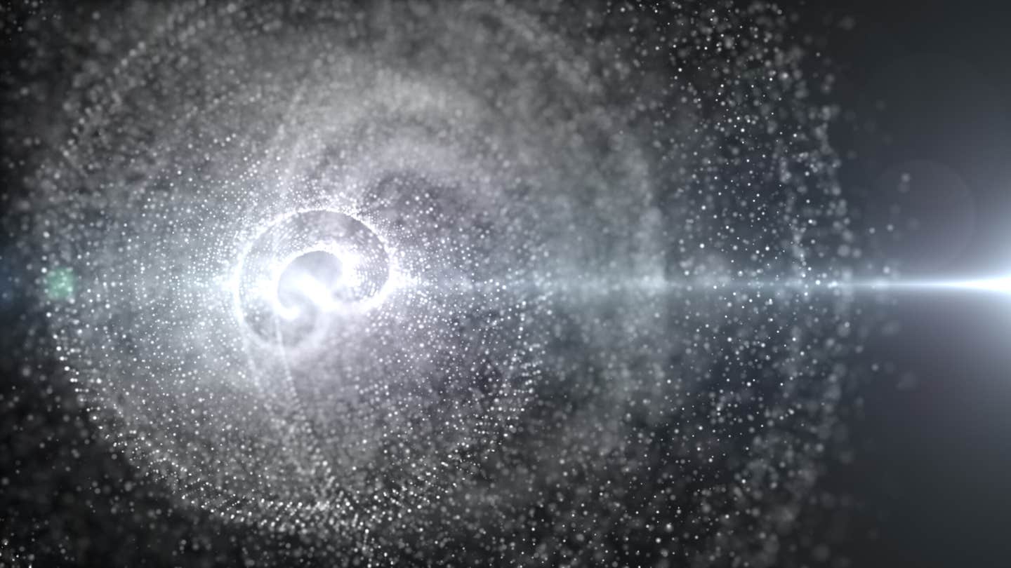 Supermassive gravitinos could reveal themselves through faint glowing trails in neutrino detectors, offering a new path in the search for dark matter.