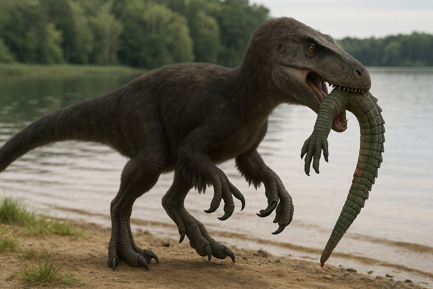 A rare fossil of Joaquinraptor casali from Patagonia reveals a powerful predator that may have dined on crocodiles
