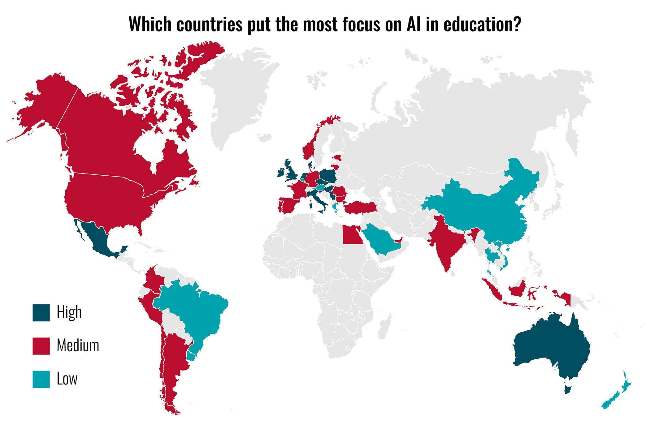Researchers estimate that most elementary students will have jobs in the future that don’t exist yet, and those careers will require advanced knowledge of AI, something not every country is prioritizing.