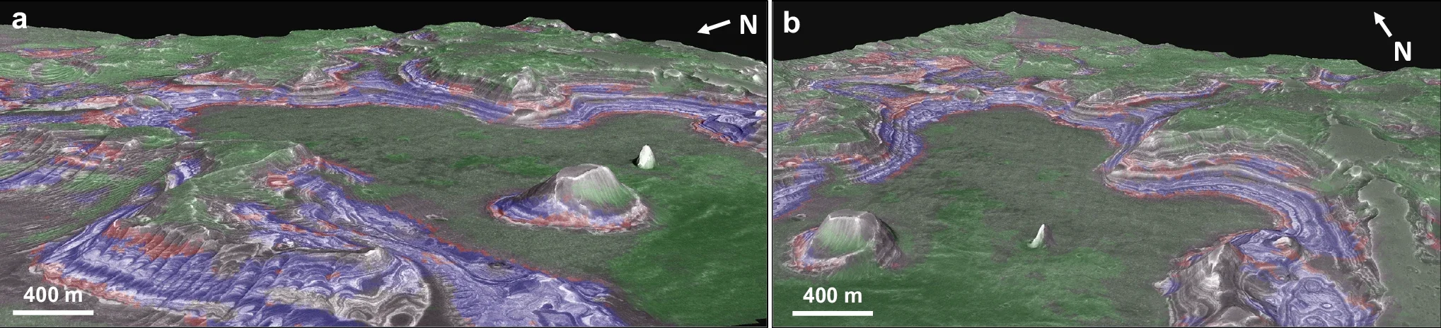 3D views of sulfate-bearing regions on Juventae Plateau.