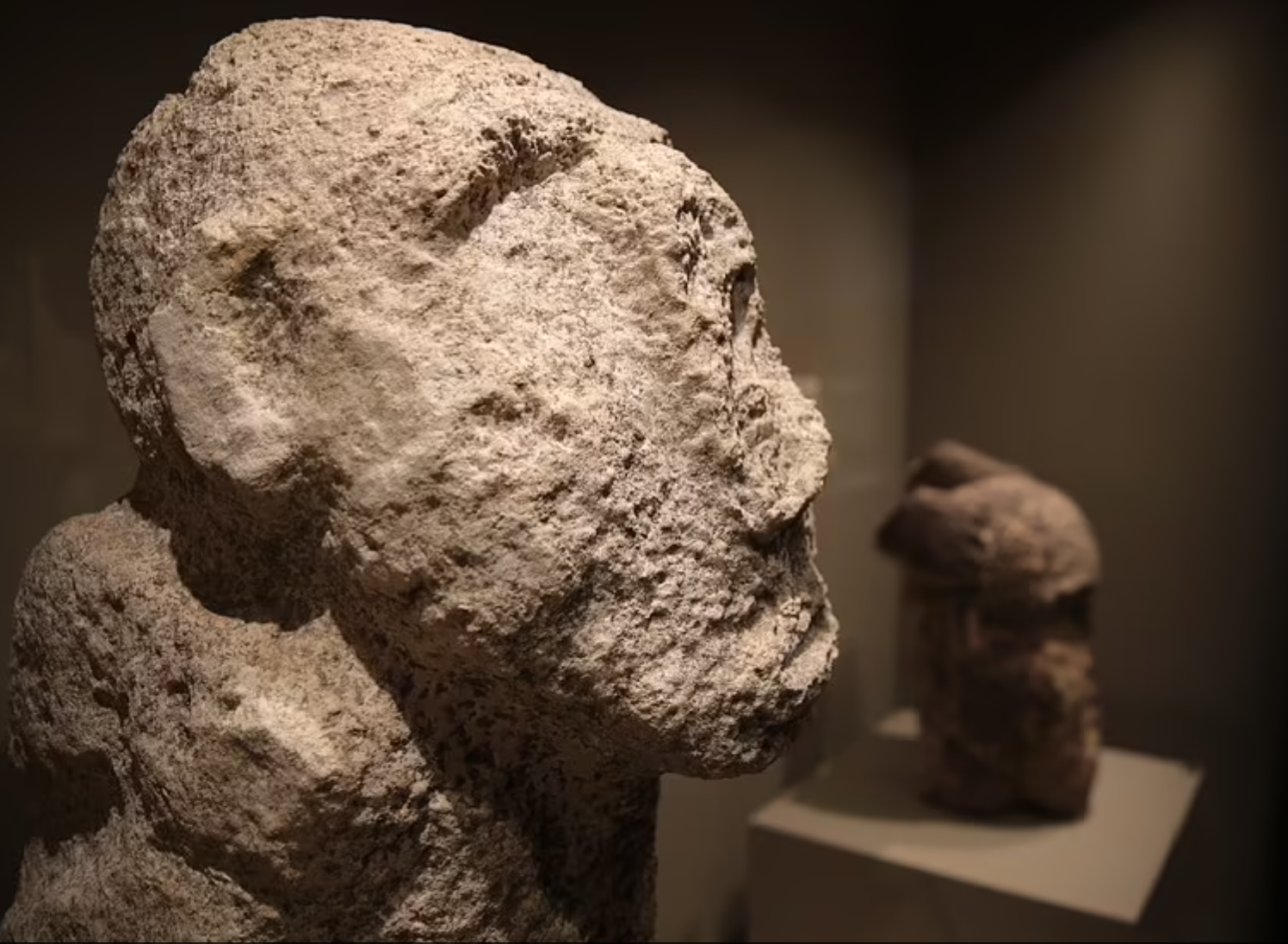 Another human head statue found at Karahantepe, which are unlike anything found at Göbeklitepe. 