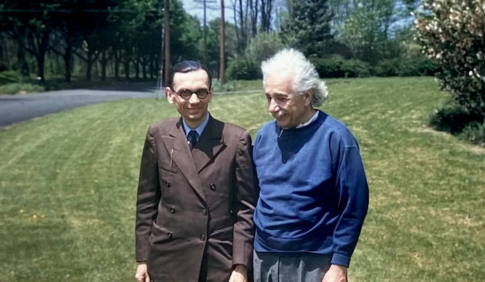 Archival photograph of Kurt Gödel with Albert Einstein in Princeton, New Jersey on Dec. 5, 1947.