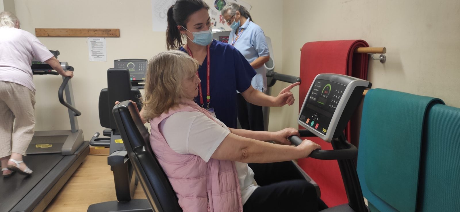 Trial participants exercising