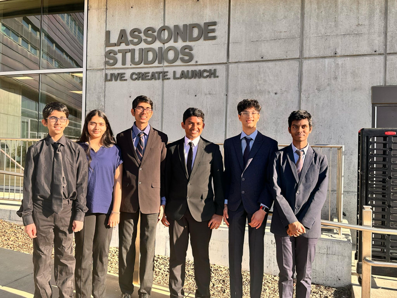 The team representing Hillcrest High. (Left to Right) Swayam Sanghvi, Shreya Sanghvi, Om Sanghvi, Kevin Siju Eappen, Samhith Vajjala and Sashwath Narayanan.