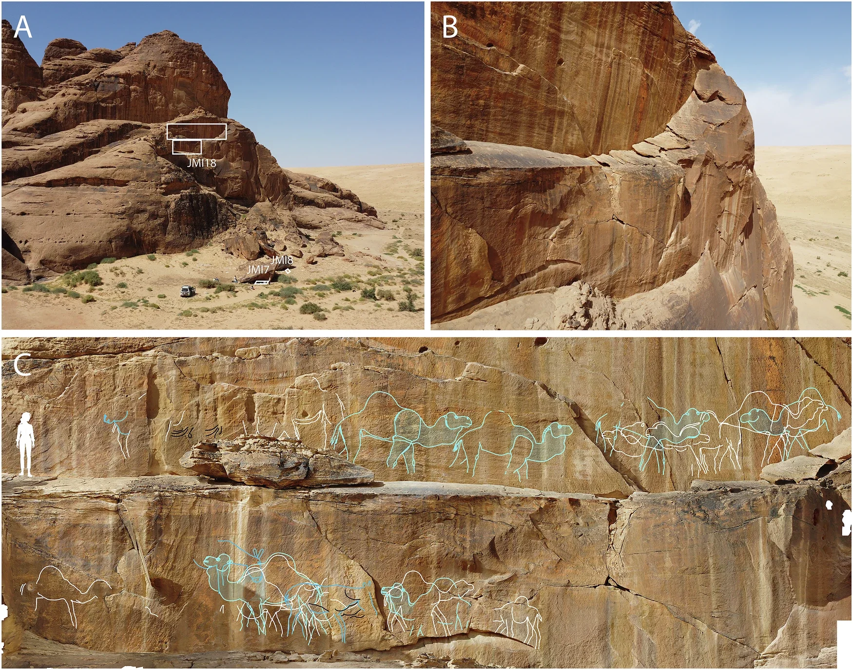 Monumental rock art panel at Jebel Misma (JMI18).