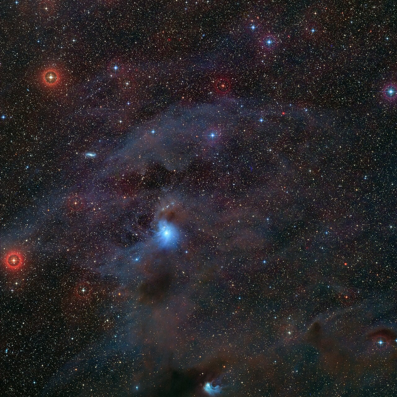 This visible-light image, part of the Digitized Sky Survey 2, shows the position in the sky of the rogue planet Cha 1107-7626.